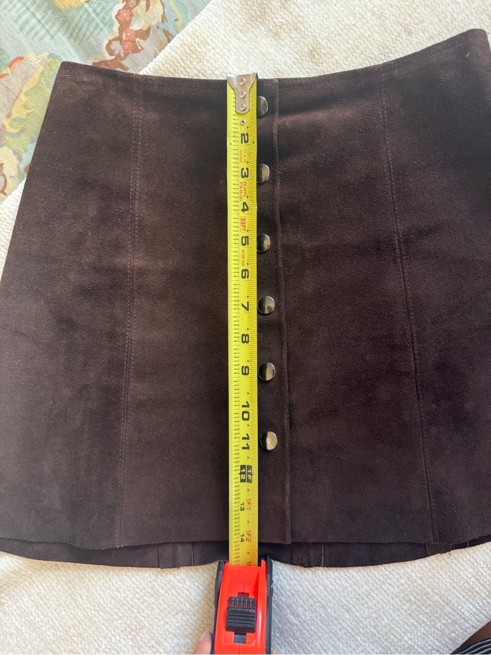 Reformation Dark Brown Suede Button-Front Mini Skirt - Picture 5 of 8